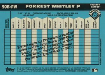 2020 Bowman - 1990 Bowman Orange Refractor #90B-FW Forrest Whitley Back