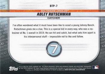 2020 Bowman - Chrome Bowman Scouts Top 100 #BTP-7 Adley Rutschman Back