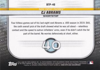 2020 Bowman - Chrome Bowman Scouts Top 100 #BTP-40 CJ Abrams Back