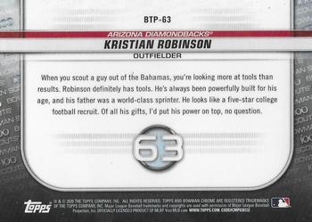 2020 Bowman - Chrome Bowman Scouts Top 100 #BTP-63 Kristian Robinson Back
