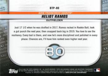 2020 Bowman - Chrome Bowman Scouts Top 100 #BTP-80 Heliot Ramos Back