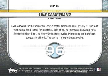 2020 Bowman - Chrome Bowman Scouts Top 100 #BTP-96 Luis Campusano Back