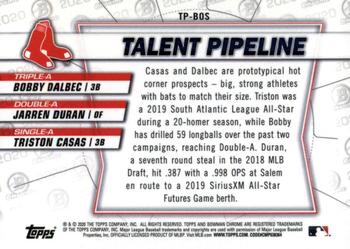 2020 Bowman - Chrome Talent Pipeline #TP-BOS Bobby Dalbec / Triston Casas / Jarren Duran Back