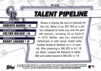 2020 Bowman - Chrome Talent Pipeline #TP-COL Roberto Ramos / Grant Lavigne / Colton Welker Back