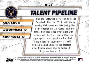 2020 Bowman - Chrome Talent Pipeline #TP-MIL Corey Ray / Jake Gatewood / Brice Turang Back