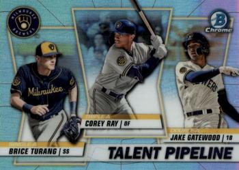 2020 Bowman - Chrome Talent Pipeline #TP-MIL Corey Ray / Jake Gatewood / Brice Turang Front