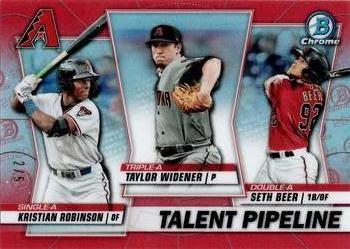 2020 Bowman - Chrome Talent Pipeline Red Refractors #TP-ARI Kristian Robinson / Taylor Widener / Seth Beer Front