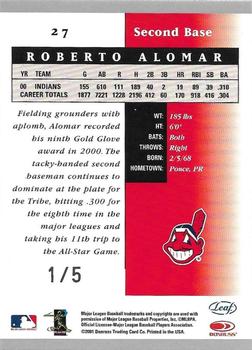 2001 Leaf Certified Materials - Chicago Collection #27 Roberto Alomar Back