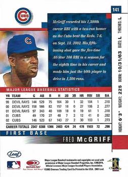 2003 Leaf - Chicago Collection #141 Fred McGriff Back