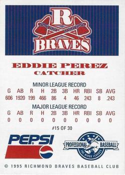 1995 Pepsi Richmond Braves #15 Eddie Perez Back