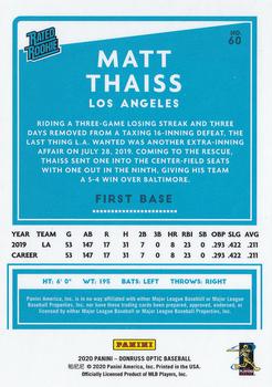 2020 Donruss Optic #60 Matt Thaiss Back