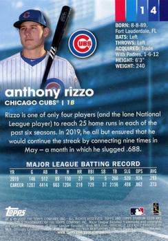 2020 Stadium Club Chrome #14 Anthony Rizzo Back