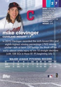 2020 Stadium Club Chrome #27 Mike Clevinger Back