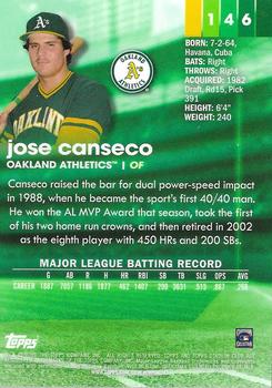 2020 Stadium Club Chrome #146 Jose Canseco Back