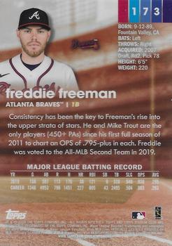 2020 Stadium Club Chrome #173 Freddie Freeman Back