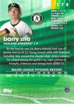 2020 Stadium Club Chrome #178 Barry Zito Back