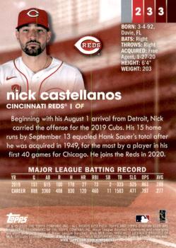 2020 Stadium Club Chrome #233 Nick Castellanos Back