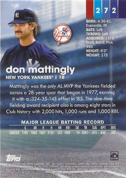 2020 Stadium Club Chrome #272 Don Mattingly Back