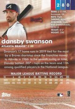 2020 Stadium Club Chrome #280 Dansby Swanson Back