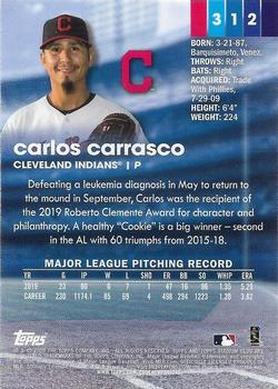 2020 Stadium Club Chrome #312 Carlos Carrasco Back