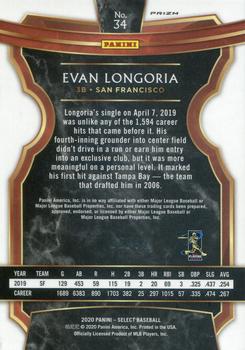 2020 Panini Select - Neon Green #34 Evan Longoria Back