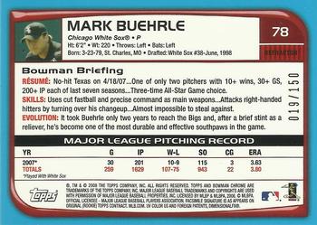 2008 Bowman Chrome - Blue Refractors #78 Mark Buehrle Back