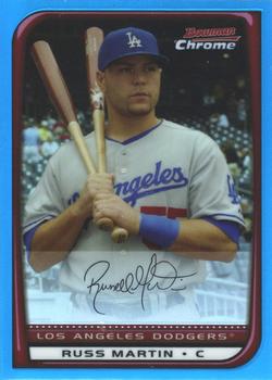 2008 Bowman Chrome - Blue Refractors #160 Russell Martin Front