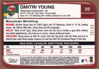 2008 Bowman Chrome - Gold Refractors #22 Dmitri Young Back