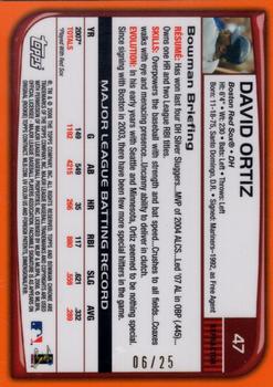 2008 Bowman Chrome - Orange Refractors #47 David Ortiz Back
