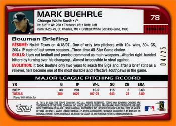 2008 Bowman Chrome - Orange Refractors #78 Mark Buehrle Back