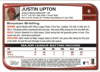 2008 Bowman Chrome - Refractors #6 Justin Upton Back