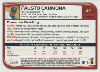 2008 Bowman Chrome - Refractors #37 Fausto Carmona Back