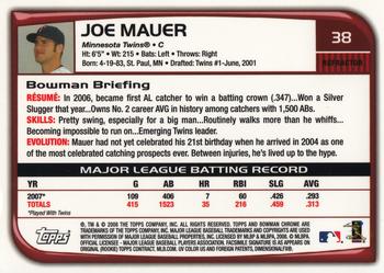 2008 Bowman Chrome - Refractors #38 Joe Mauer Back