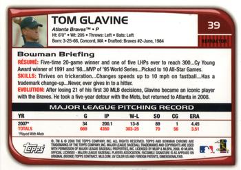 2008 Bowman Chrome - Refractors #39 Tom Glavine Back