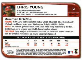 2008 Bowman Chrome - Refractors #51 Chris Young Back