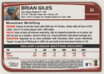 2008 Bowman Chrome - Refractors #61 Brian Giles Back