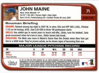 2008 Bowman Chrome - Refractors #71 John Maine Back