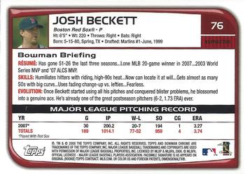 2008 Bowman Chrome - Refractors #76 Josh Beckett Back