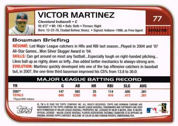 2008 Bowman Chrome - Refractors #77 Victor Martinez Back
