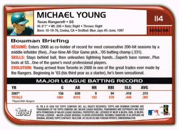 2008 Bowman Chrome - Refractors #114 Michael Young Back