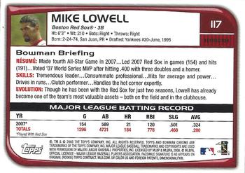 2008 Bowman Chrome - Refractors #117 Mike Lowell Back