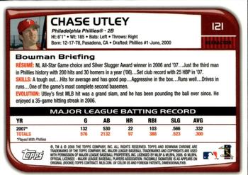 2008 Bowman Chrome - Refractors #121 Chase Utley Back