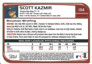 2008 Bowman Chrome - Refractors #134 Scott Kazmir Back