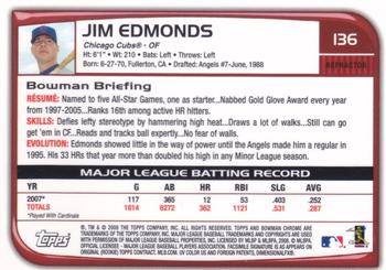 2008 Bowman Chrome - Refractors #136 Jim Edmonds Back