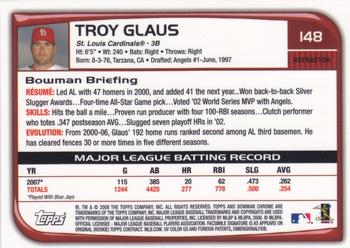 2008 Bowman Chrome - Refractors #148 Troy Glaus Back