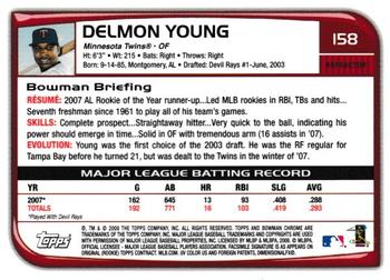 2008 Bowman Chrome - Refractors #158 Delmon Young Back