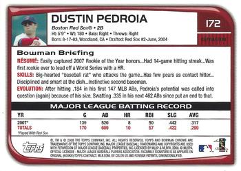 2008 Bowman Chrome - Refractors #172 Dustin Pedroia Back