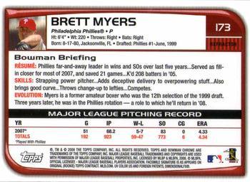 2008 Bowman Chrome - Refractors #173 Brett Myers Back