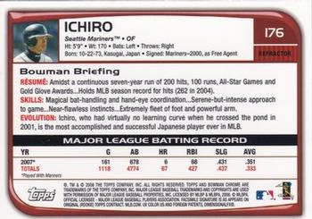 2008 Bowman Chrome - Refractors #176 Ichiro Suzuki Back