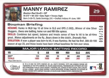 2008 Bowman Chrome - X-Fractors #29 Manny Ramirez Back